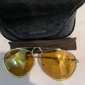 Tom Ford Sunglasses with Gold Lenses and Silver Frame
